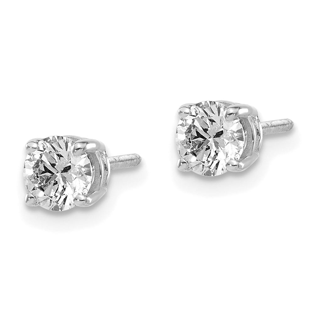 14K White Gold 3/4 ct SI3 G-I Diamond Screw Back Stud Earrings