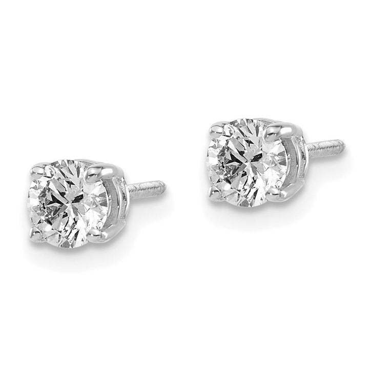 14K White Gold 3/4 ct SI3 G-I Diamond Screw Back Stud Earrings