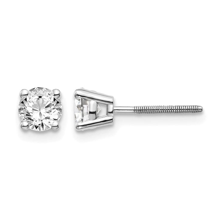 14K White Gold 3/4 ct SI3 G-I Diamond Screw Back Stud Earrings