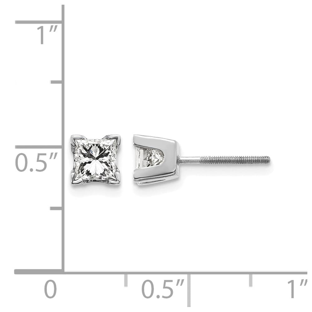 14K White Gold 3/4 ct SI3 G-I Princess-Cut Diamond Studs