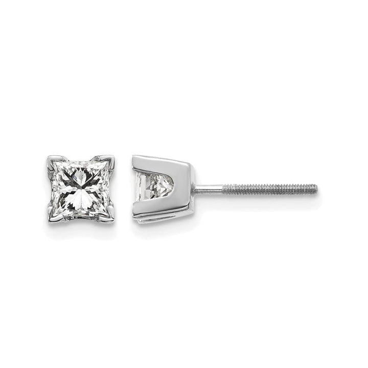 14K White Gold 3/4 ct SI3 G-I Princess-Cut Diamond Studs