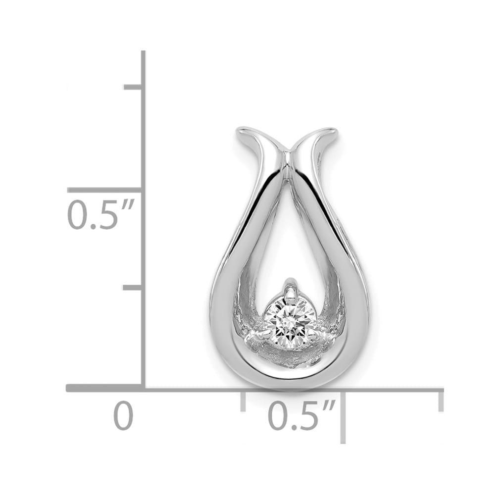 14K White Gold 3.4mm I2 Diamond Teardrop-Shape Chain Slide