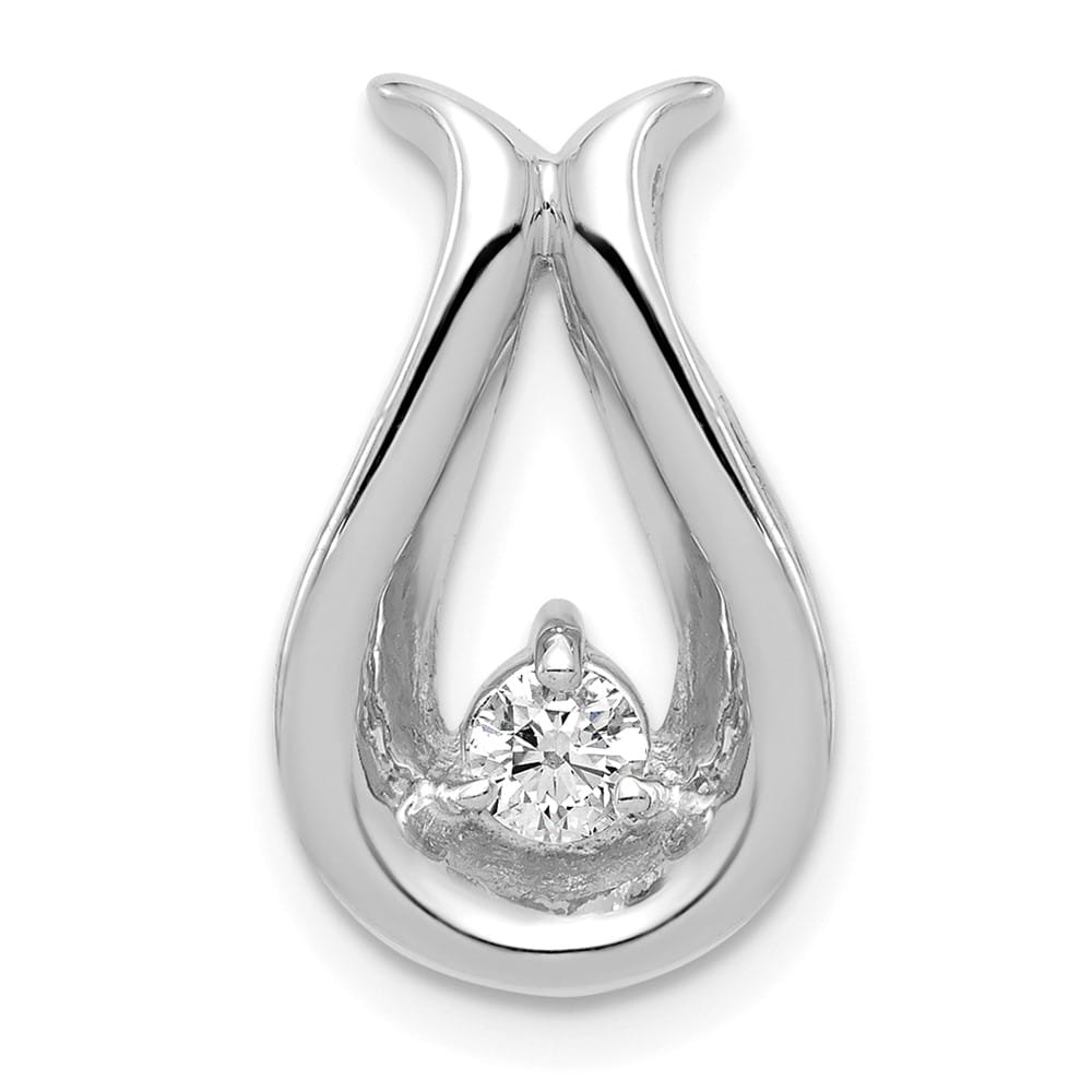 14K White Gold 3.4mm I2 Diamond Teardrop-Shape Chain Slide