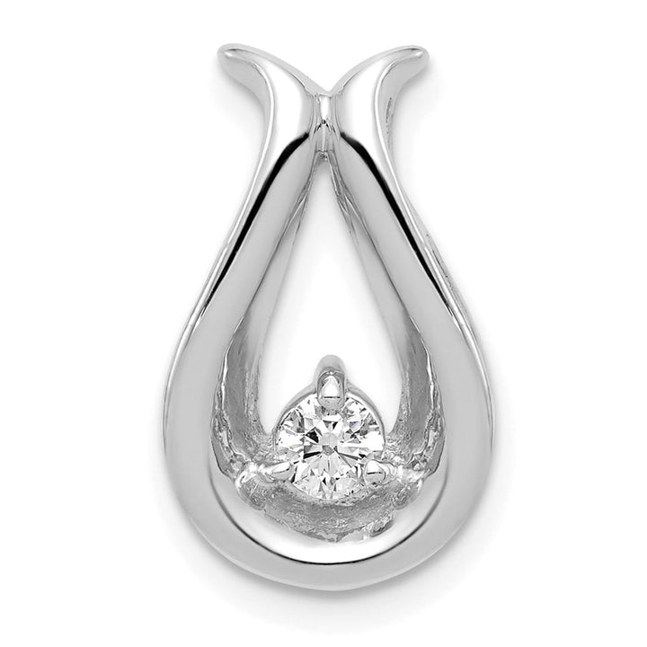 14K White Gold 3.4mm I2 Diamond Teardrop-Shape Chain Slide