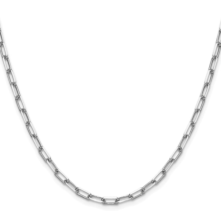 14K White Gold 3.5mm Solid Beveled Paperclip Chain 26 Inch