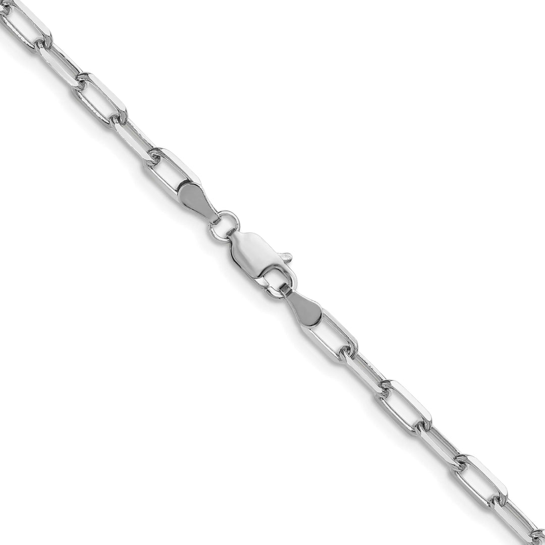 14K White Gold 3.5mm Solid Beveled Paperclip Chain 26 Inch