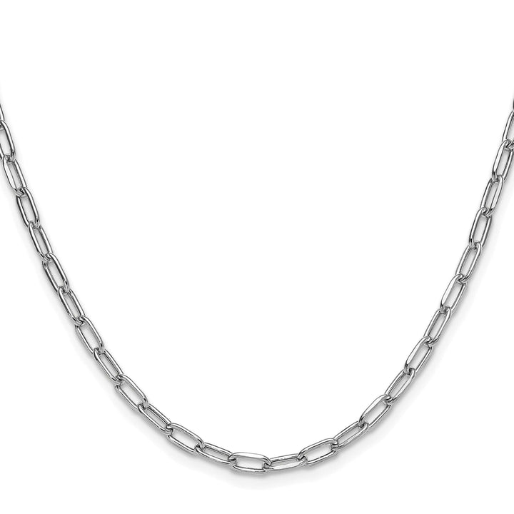 14K White Gold 3.7mm Semi-Solid Beveled Paperclip Chain 26 Inch