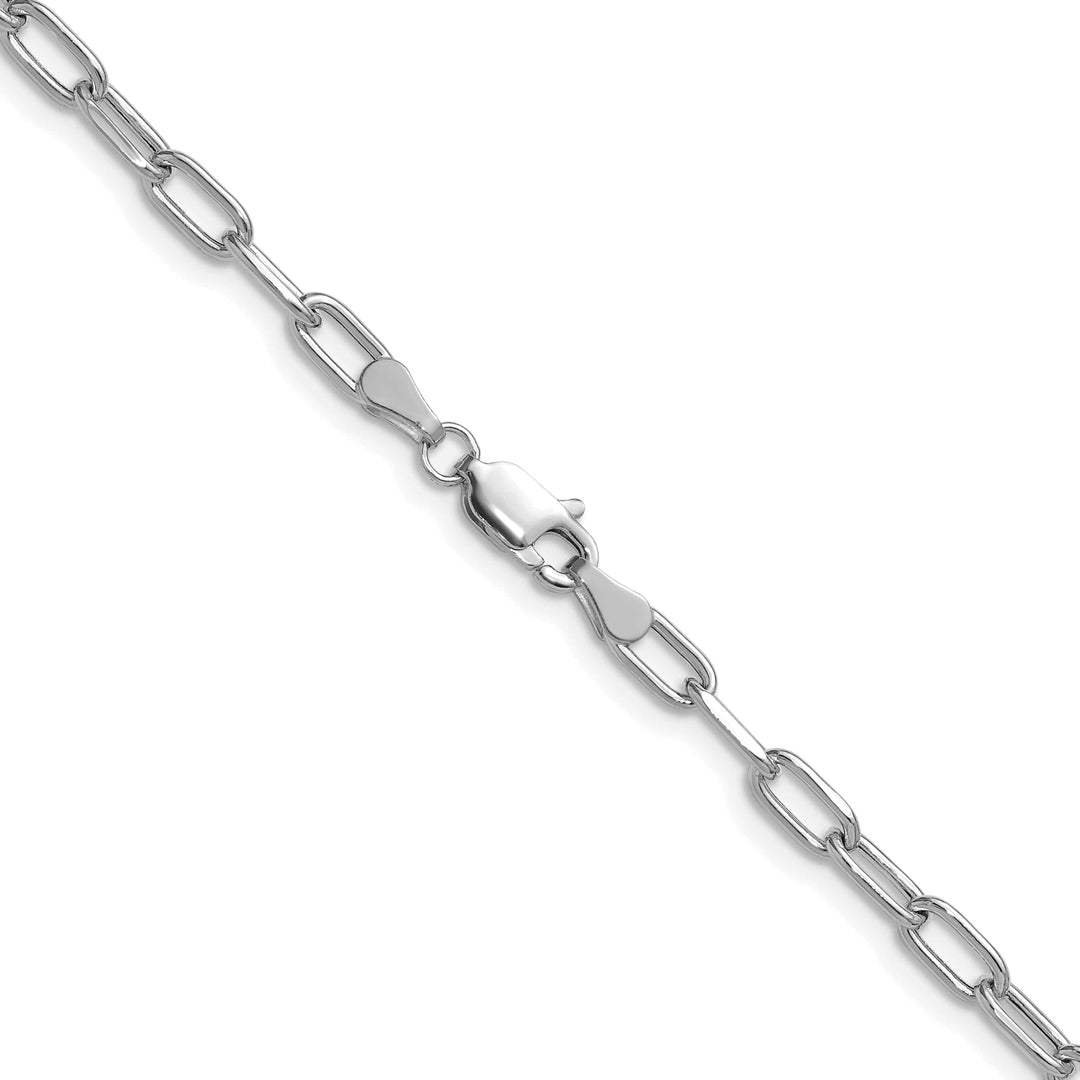 14K White Gold 3.7mm Semi-Solid Beveled Paperclip Chain 26 Inch