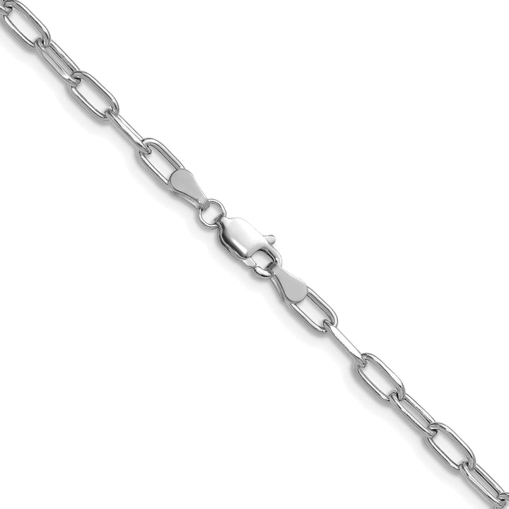 14K White Gold 3.7mm Semi-Solid Beveled Paperclip Chain 26 Inch