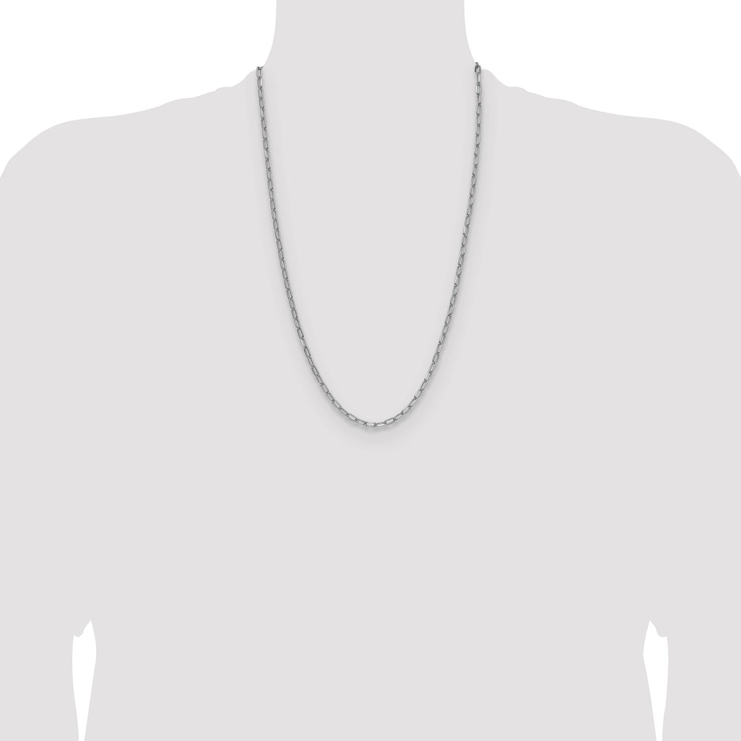 14K White Gold 3.7mm Semi-Solid Beveled Paperclip Chain 26 Inch