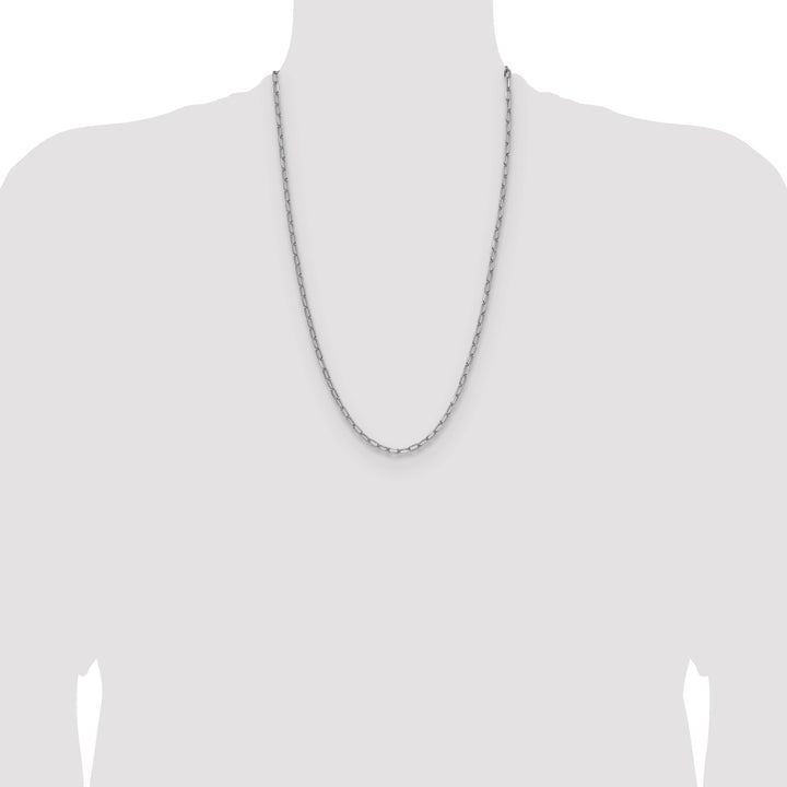 14K White Gold 3.7mm Semi-Solid Beveled Paperclip Chain 26 Inch
