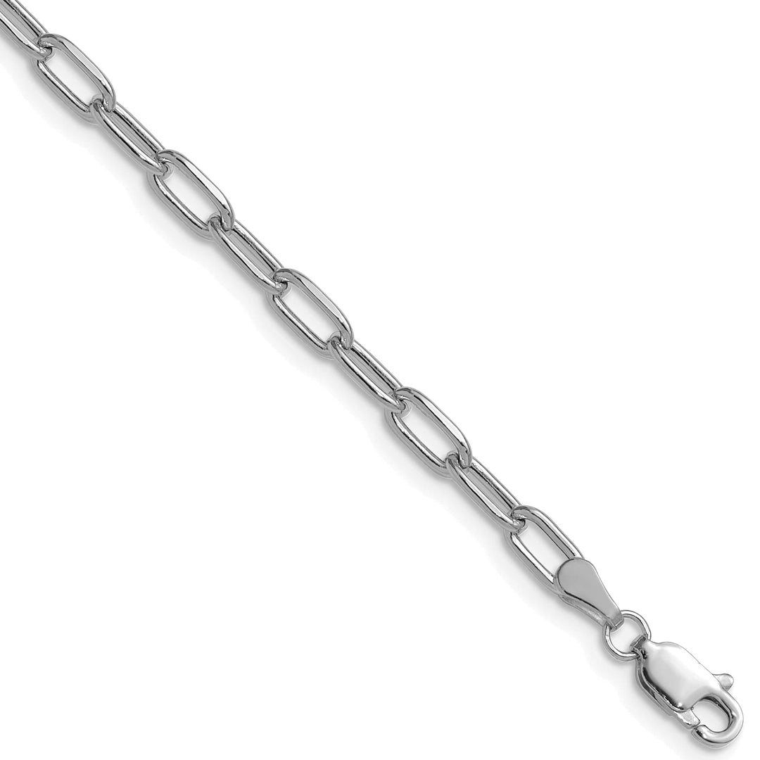 14K White Gold 3.7mm Semi-Solid Beveled Paperclip Chain 26 Inch
