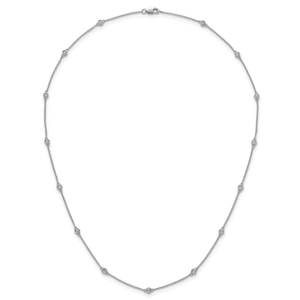 14K White Gold 3/8 carat Diamond Chain 15-Station 18 inch Necklace
