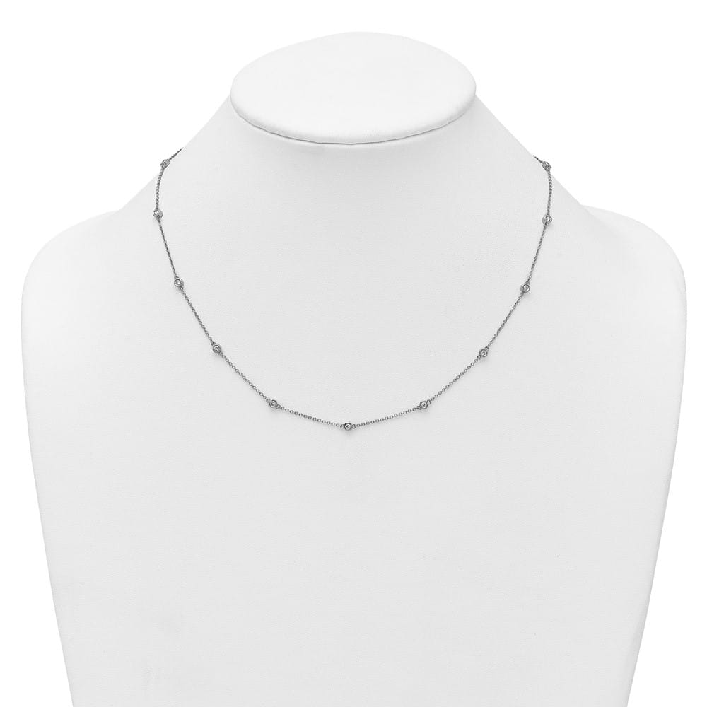 14K White Gold 3/8 carat Diamond Chain 15-Station 18 inch Necklace