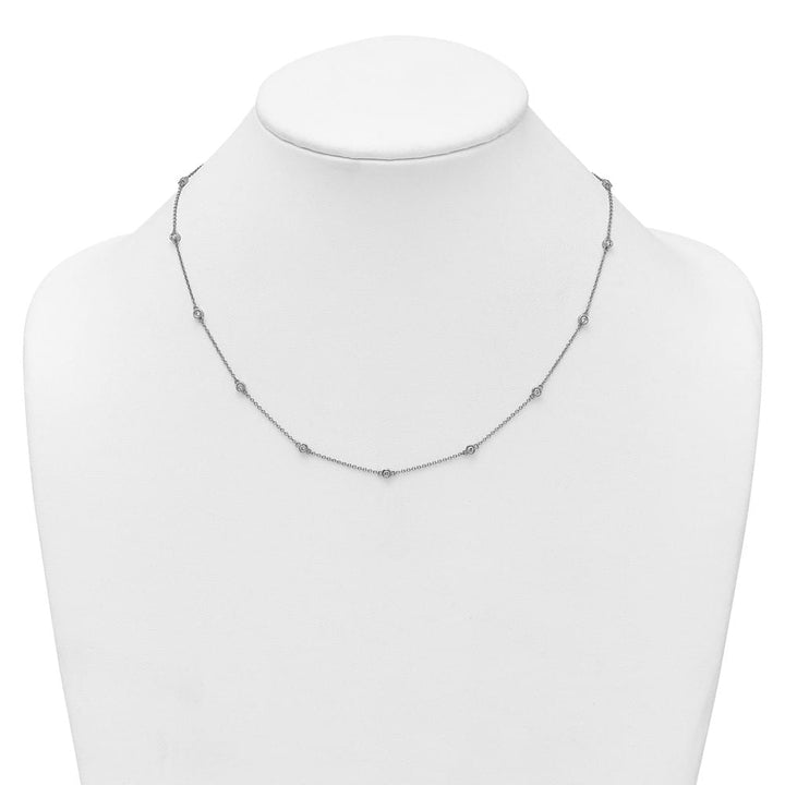 14K White Gold 3/8 carat Diamond Chain 15-Station 18 inch Necklace