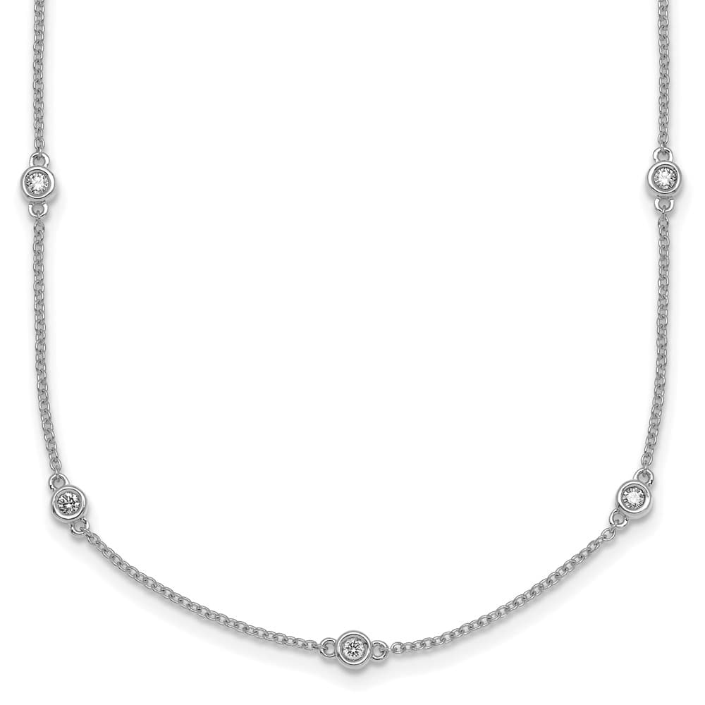 14K White Gold 3/8 carat Diamond Chain 15-Station 18 inch Necklace