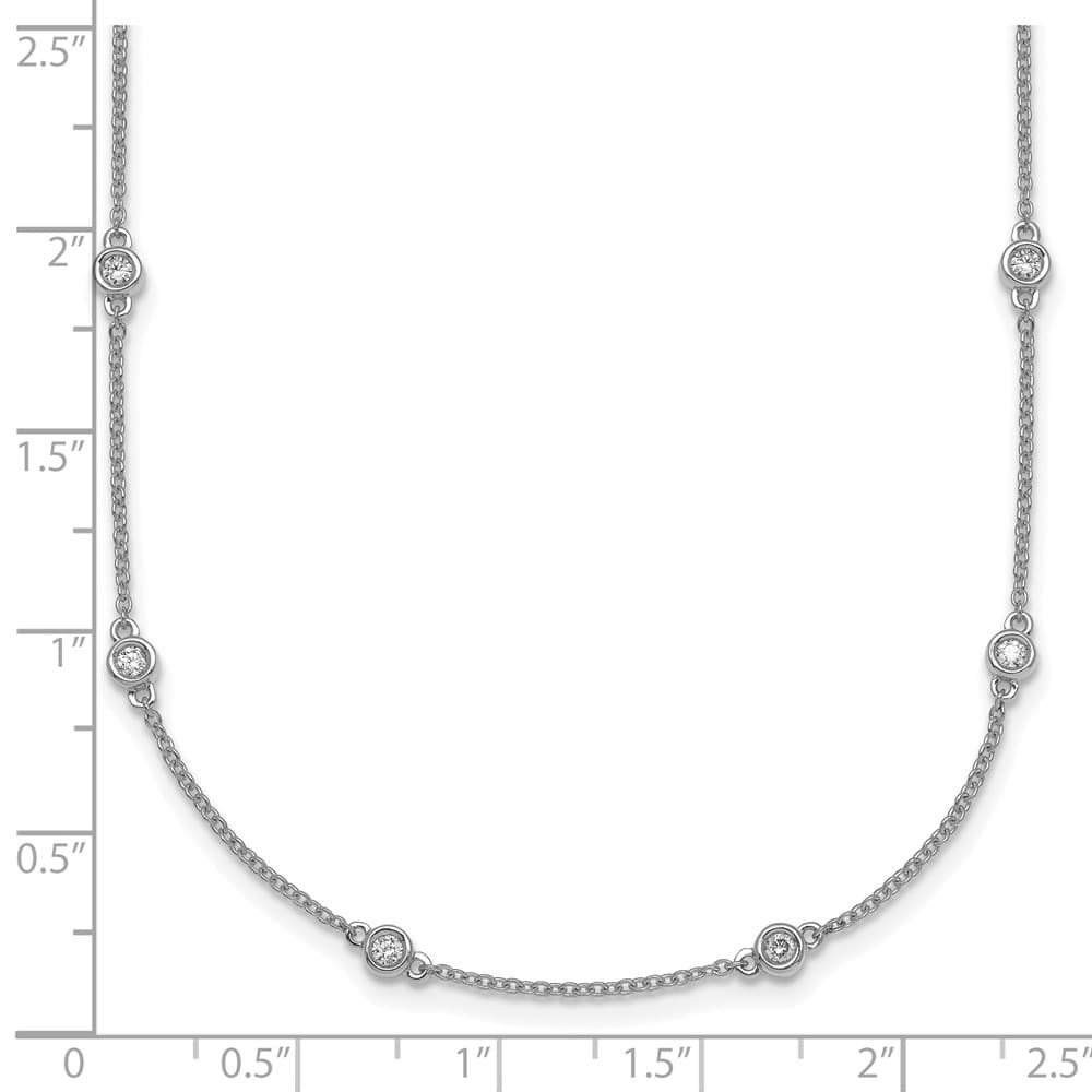 14K White Gold 3/8 carat Diamond Chain 16-Station 16 inch Necklace
