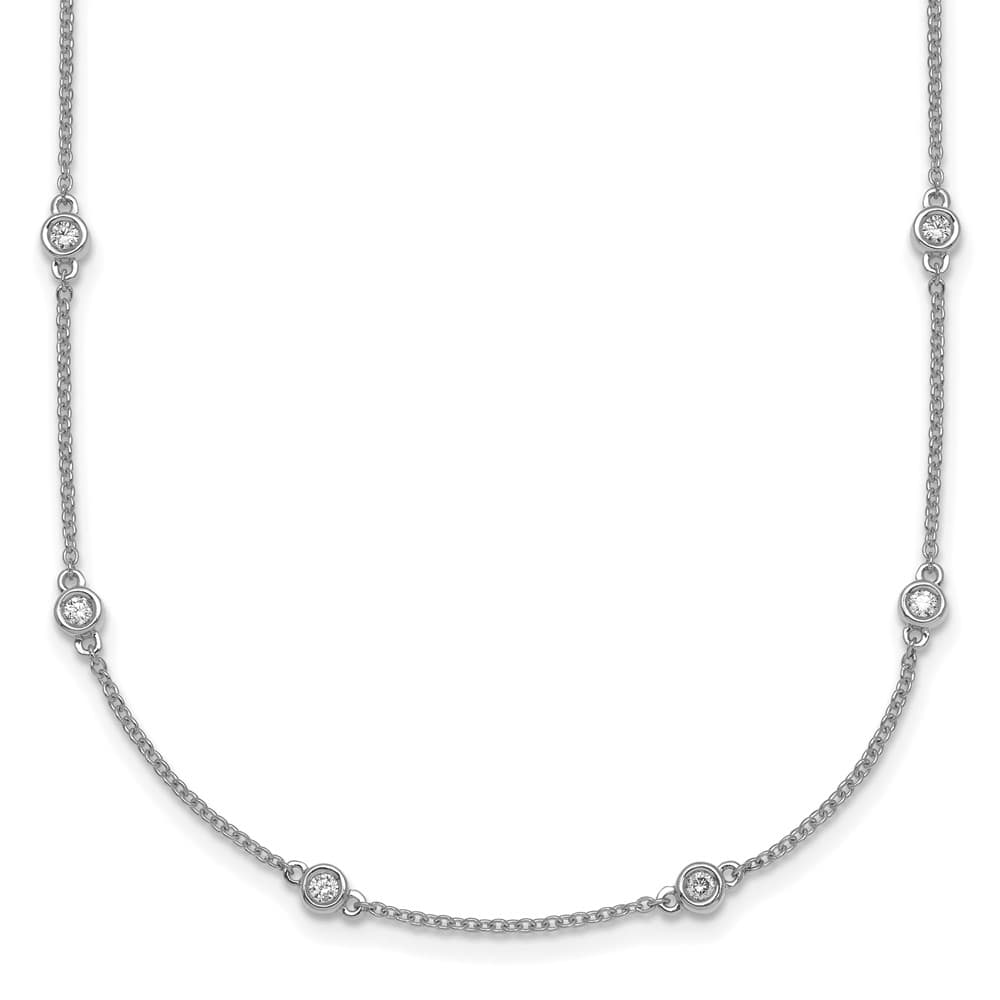 14K White Gold 3/8 carat Diamond Chain 16-Station 16 inch Necklace