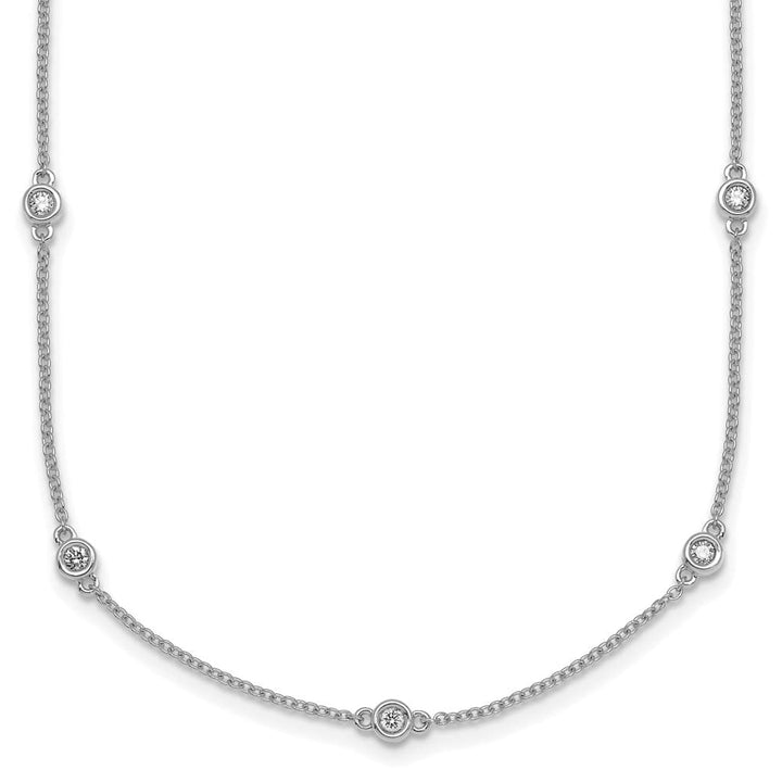14K White Gold 3/8 carat Diamond Chain 17-Station 20 inch Necklace