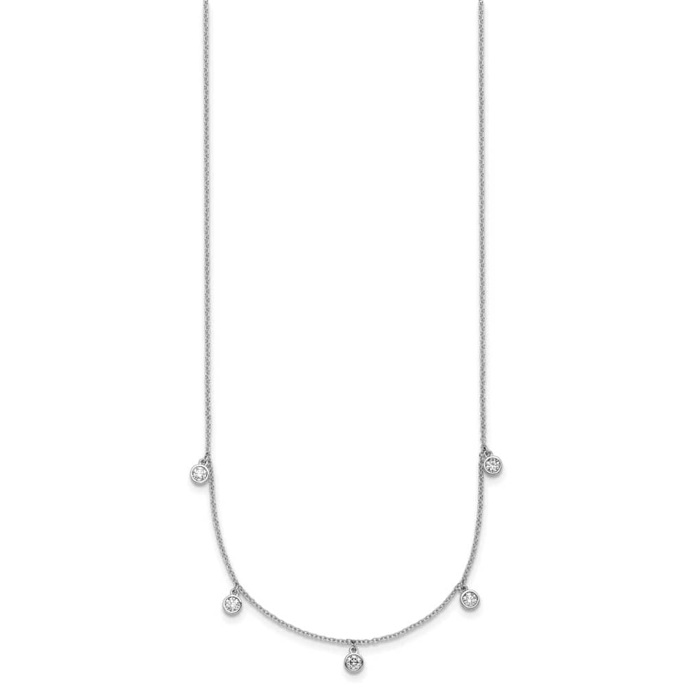 14K White Gold 3/8 carat Diamond Dangles 5-station 18 inch Necklace