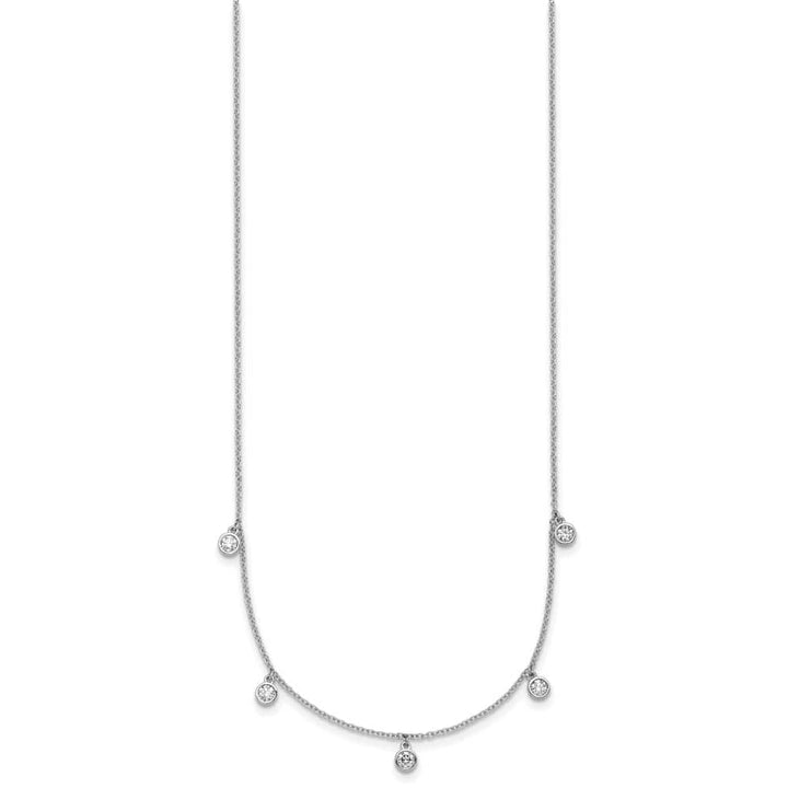 14K White Gold 3/8 carat Diamond Dangles 5-station 18 inch Necklace