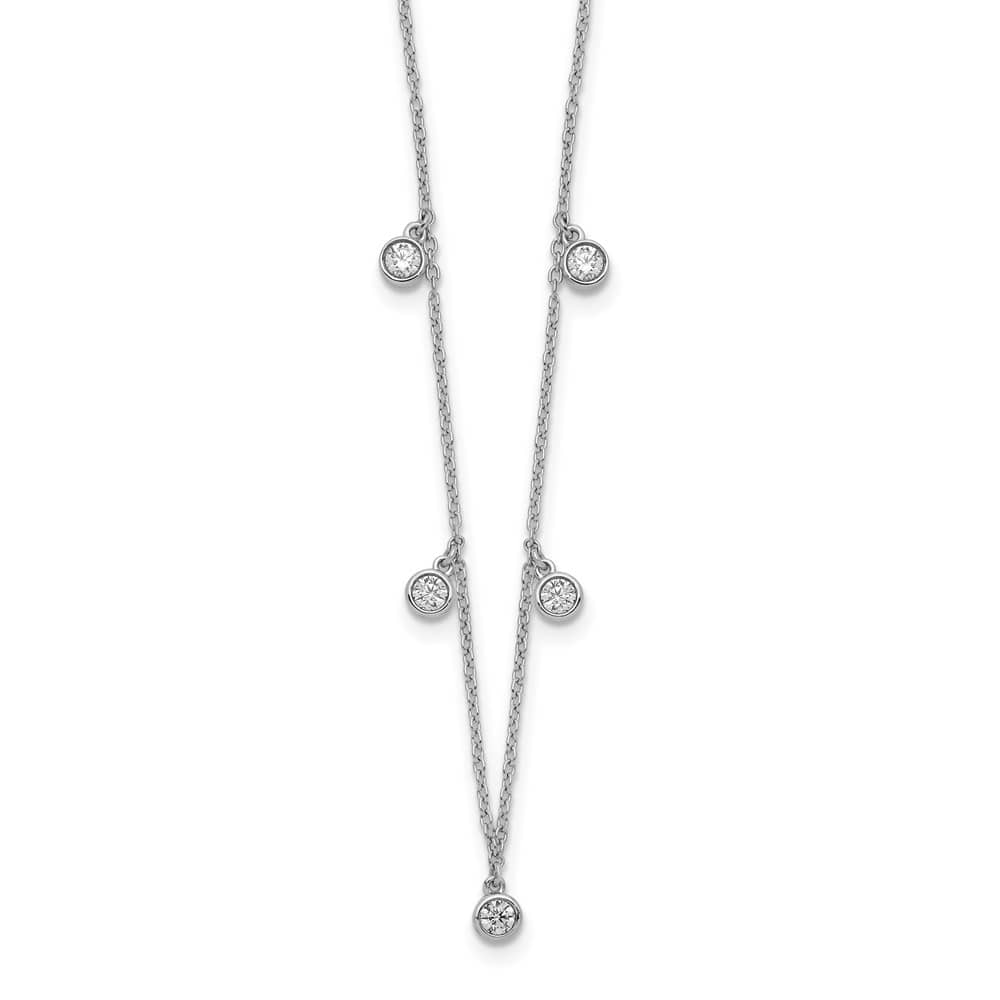 14K White Gold 3/8 carat Diamond Dangles 5-station 18 inch Necklace