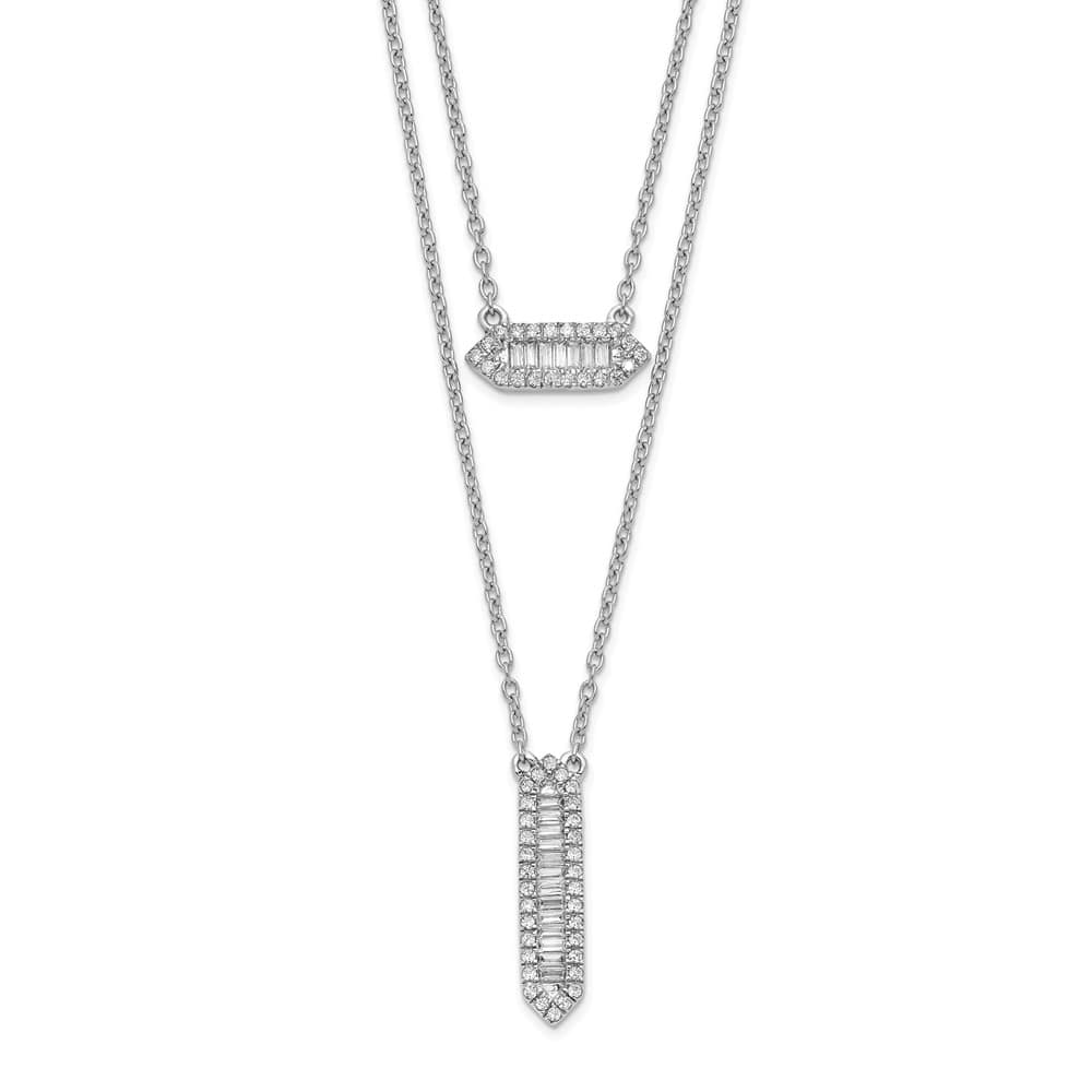 14K White Gold 3/8 carat Diamond Double Strand 18 inch Necklace