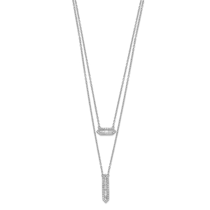 14K White Gold 3/8 carat Diamond Double Strand 18 inch Necklace