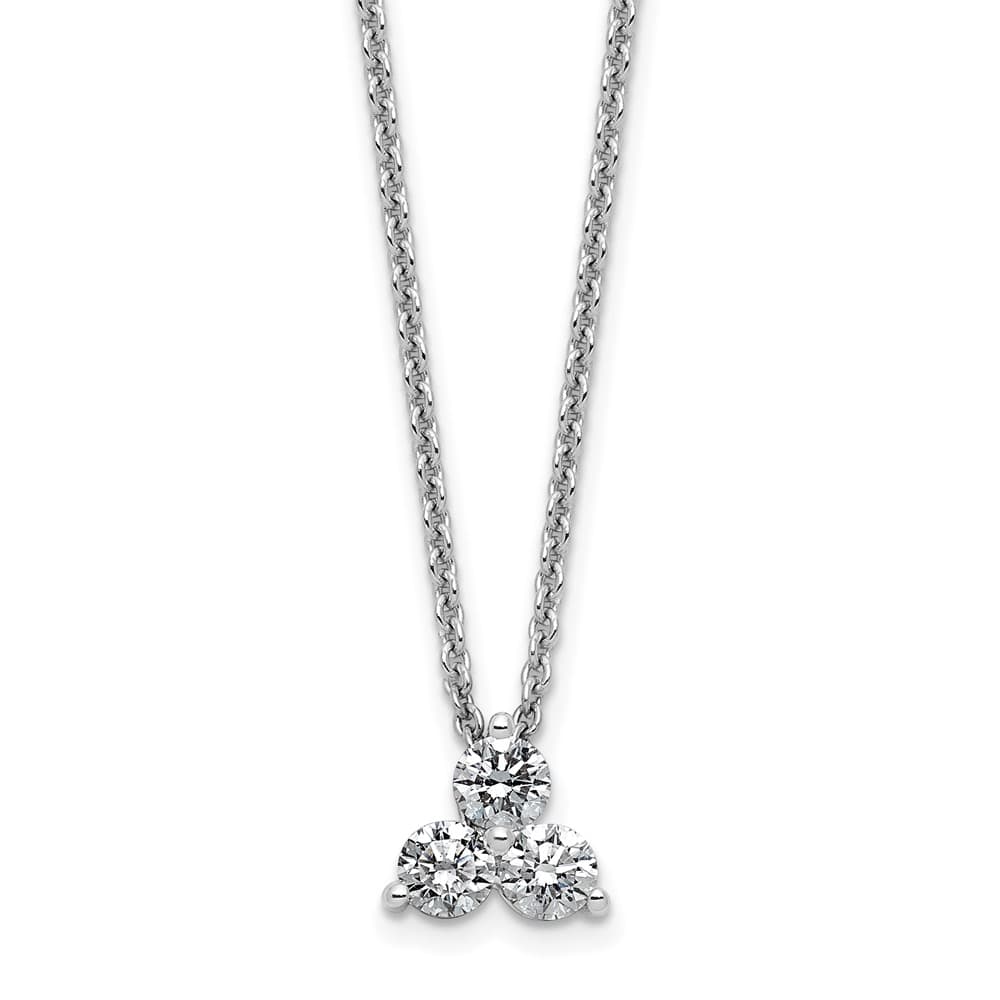14K White Gold 3/8 carat Lab Grown Diamond Cluster 18 inch Necklace