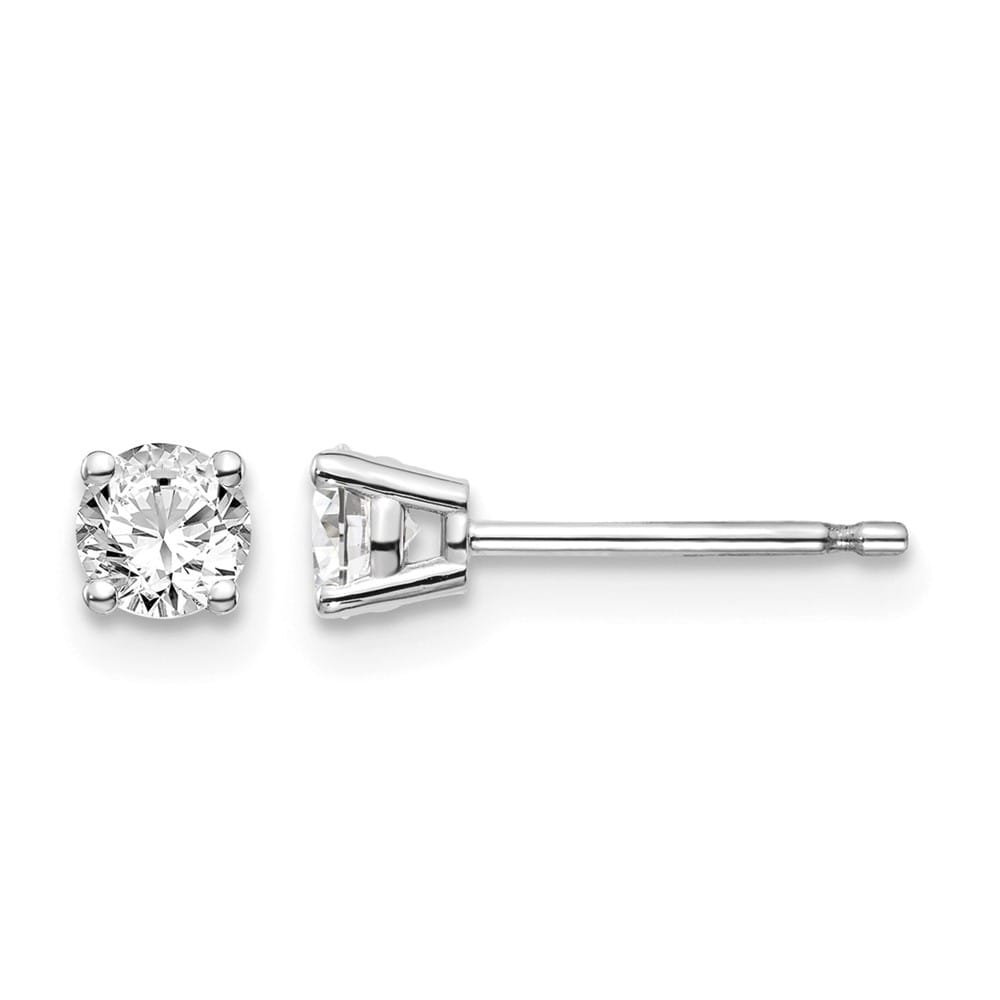 14K White Gold 3/8 ct I1 J-K Diamond Push Back Stud Earrings