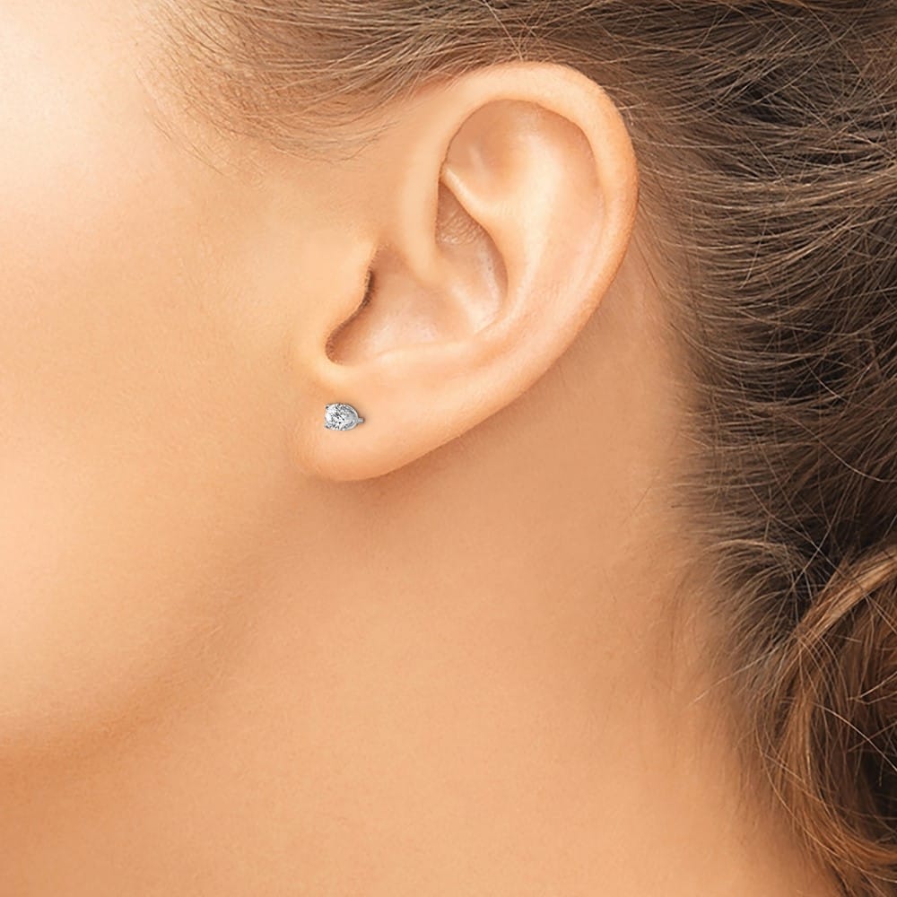 14K White Gold 3/8 ct I2 K-L Diamond Push Back Stud Earrings