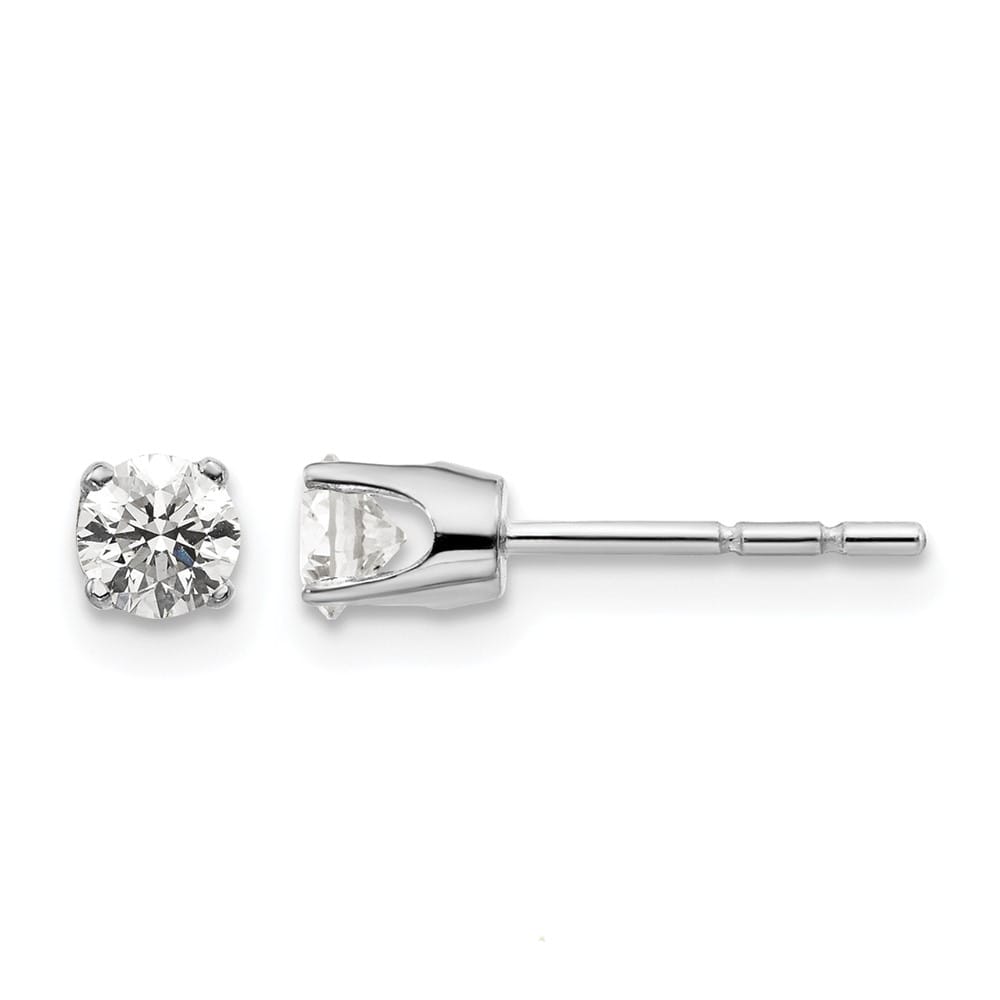 14K White Gold 3/8 ct I2 K-L Diamond Push Back Stud Earrings