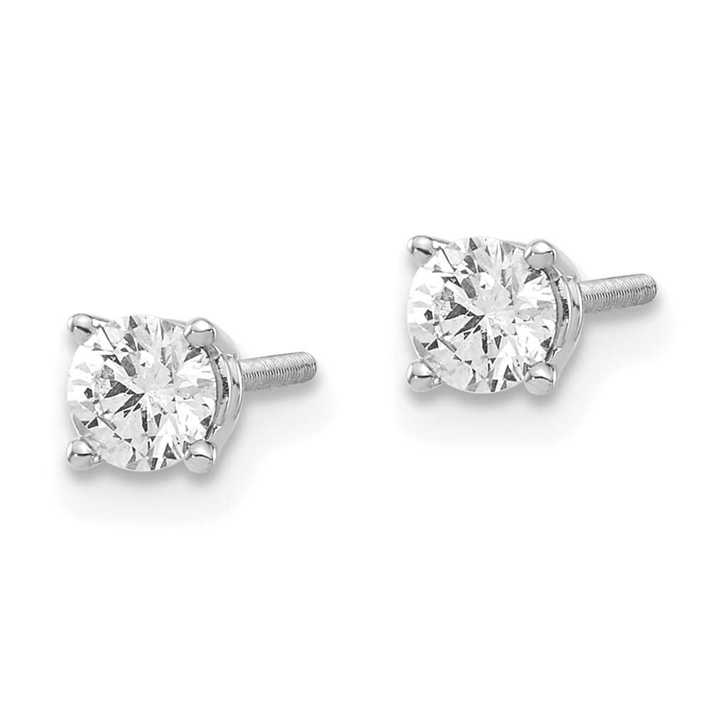 14K White Gold 3/8 ct SI3 G-I Diamond Screw Back Stud Earrings