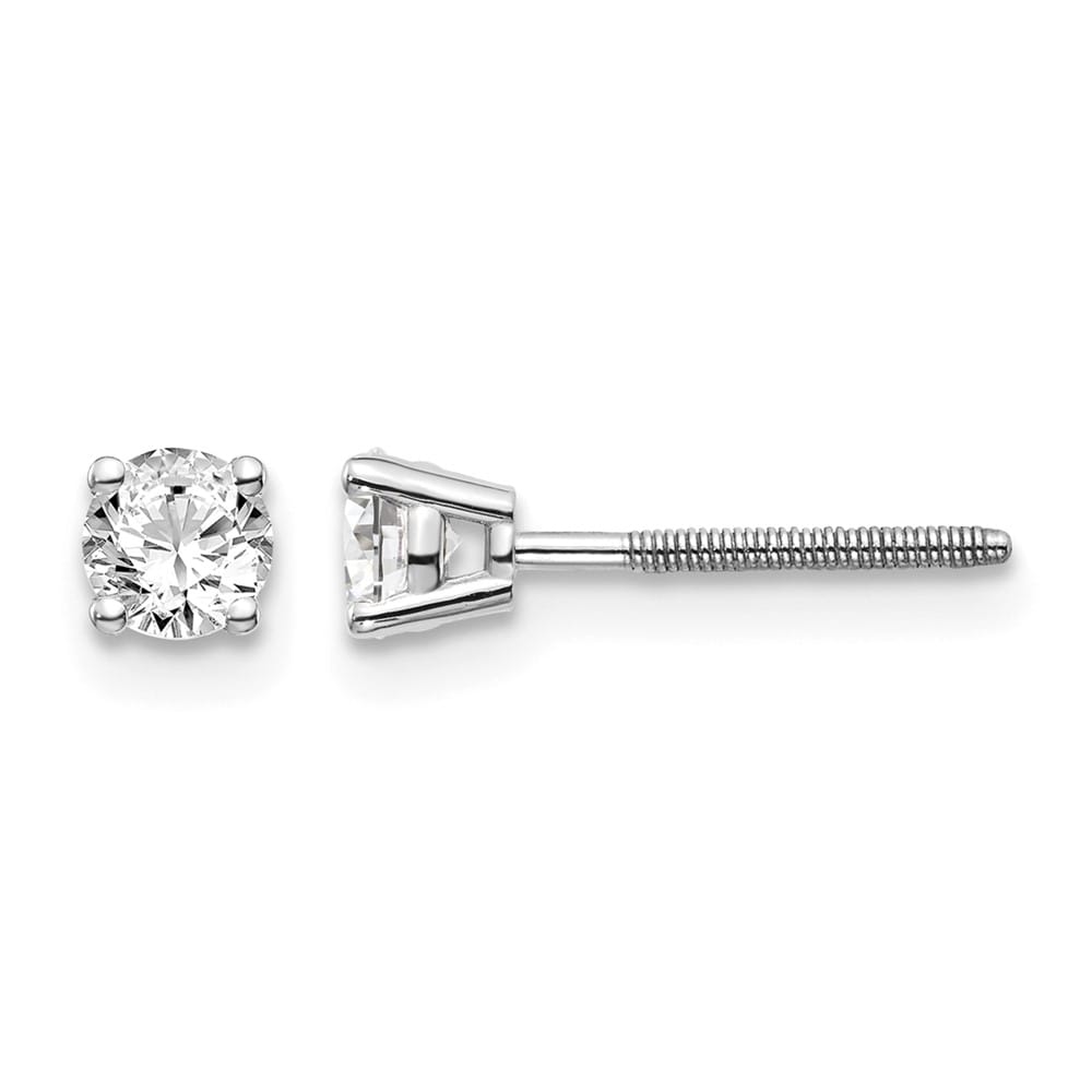 14K White Gold 3/8 ct SI3 G-I Diamond Screw Back Stud Earrings