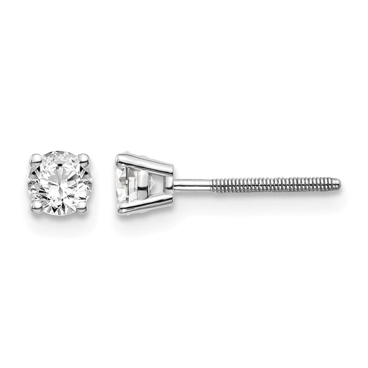 14K White Gold 3/8 ct SI3 G-I Diamond Screw Back Stud Earrings