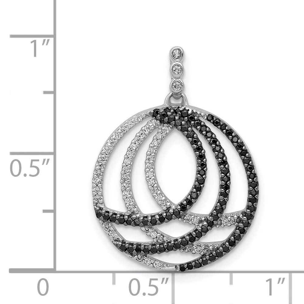 14K White Gold 3/8 ct White and Black Diamond Circle Chain Slide