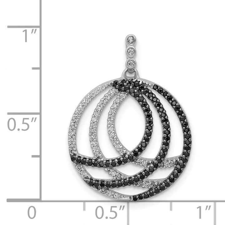 14K White Gold 3/8 ct White and Black Diamond Circle Chain Slide