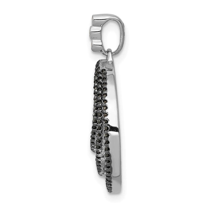 14K White Gold 3/8 ct White and Black Diamond Circle Chain Slide