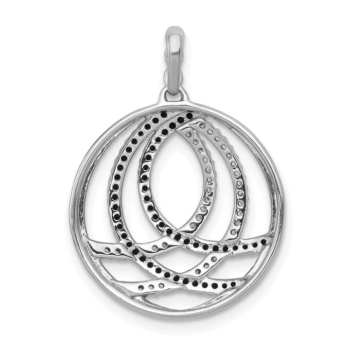 14K White Gold 3/8 ct White and Black Diamond Circle Chain Slide