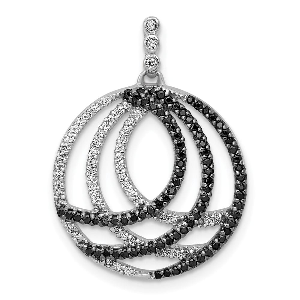 14K White Gold 3/8 ct White and Black Diamond Circle Chain Slide