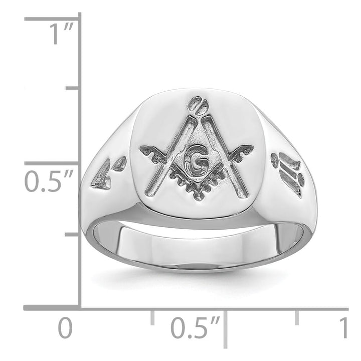 14k White Gold 3.8 mm IB Goodman (No Enamel) Masonic Men's Ring