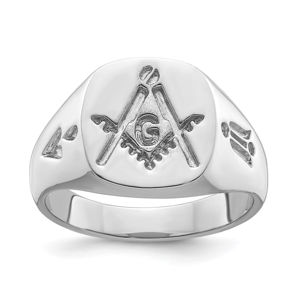 14k White Gold 3.8 mm IB Goodman (No Enamel) Masonic Men's Ring
