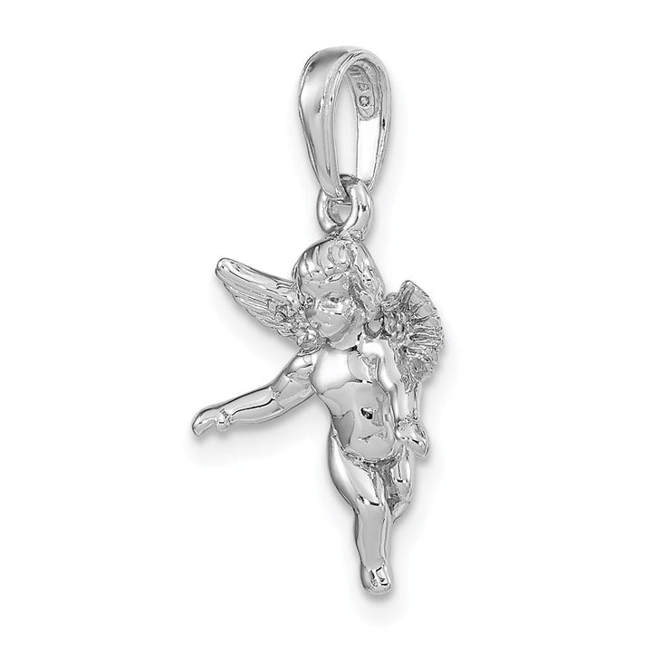14K White Gold 3-D Polished Solid Angel Pendant
