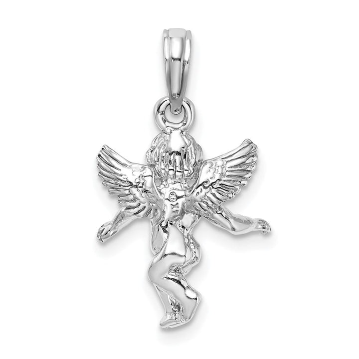 14K White Gold 3-D Polished Solid Angel Pendant
