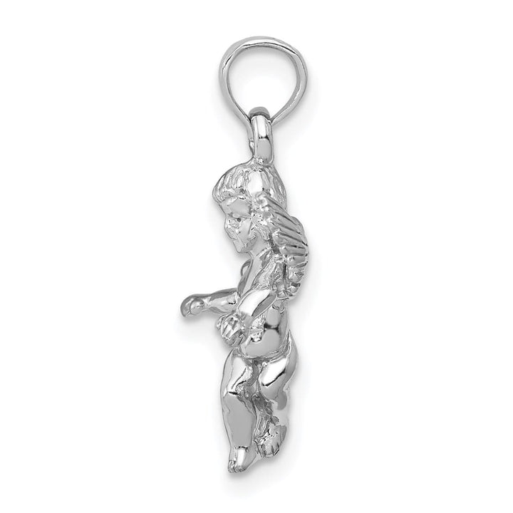 14K White Gold 3-D Polished Solid Angel Pendant