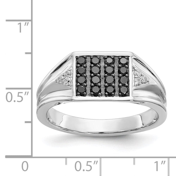 14k White Gold 3 mm 10 mm Top and White Diamond Square Men's Ring