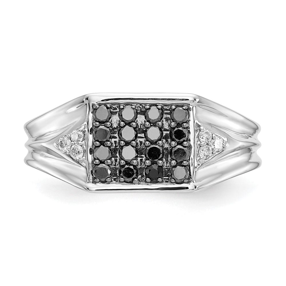 14k White Gold 3 mm 10 mm Top and White Diamond Square Men's Ring