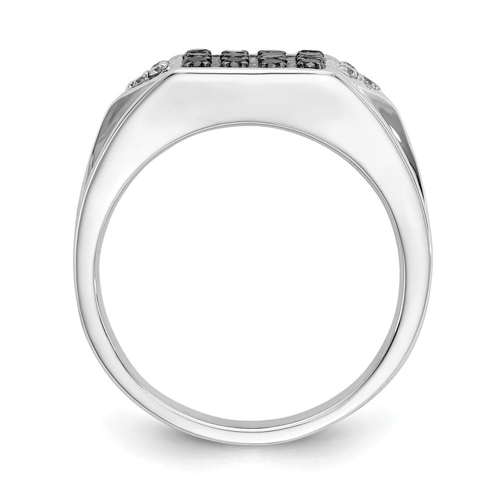 14k White Gold 3 mm 10 mm Top and White Diamond Square Men's Ring