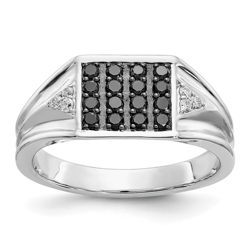 14k White Gold 3 mm 10 mm Top and White Diamond Square Men's Ring
