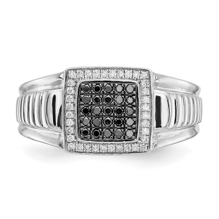 14k White Gold 3 mm 11 mm Top and White Diamond Square Men's Ring